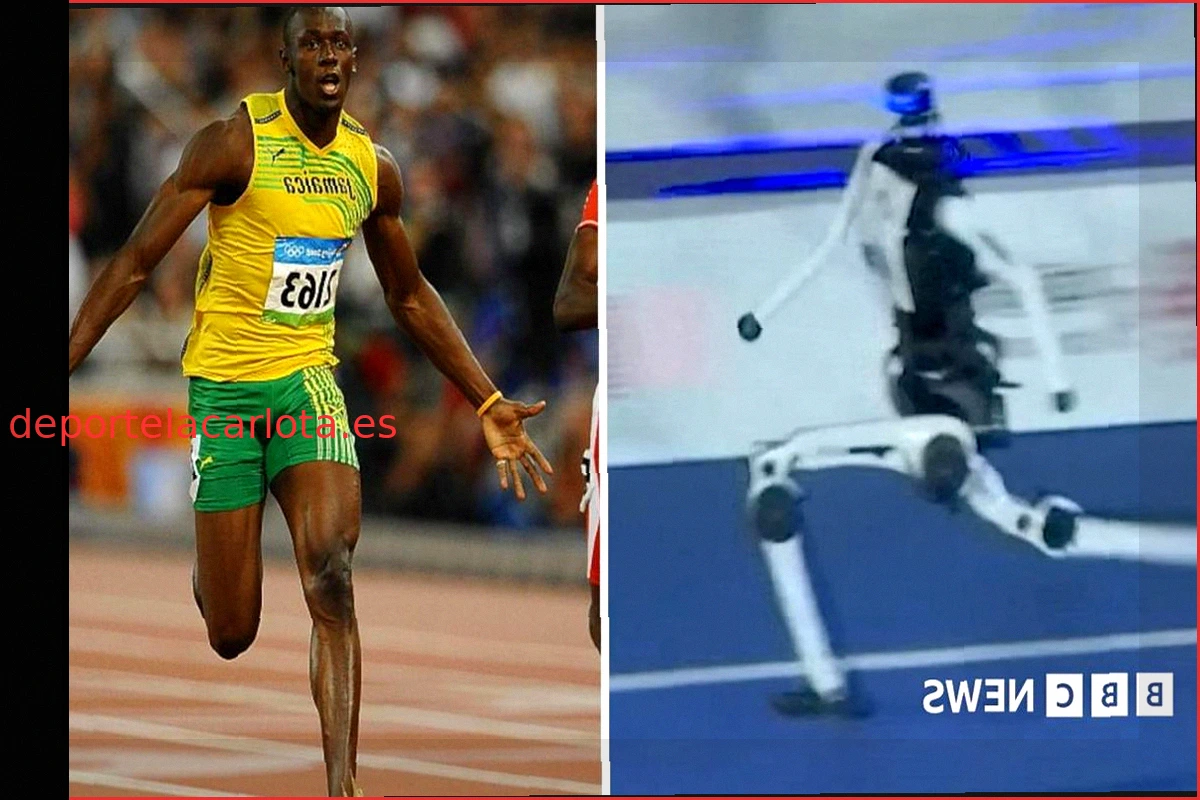 Momento en que un robot humanoide supera el récord de Usain Bolt en 100 metros